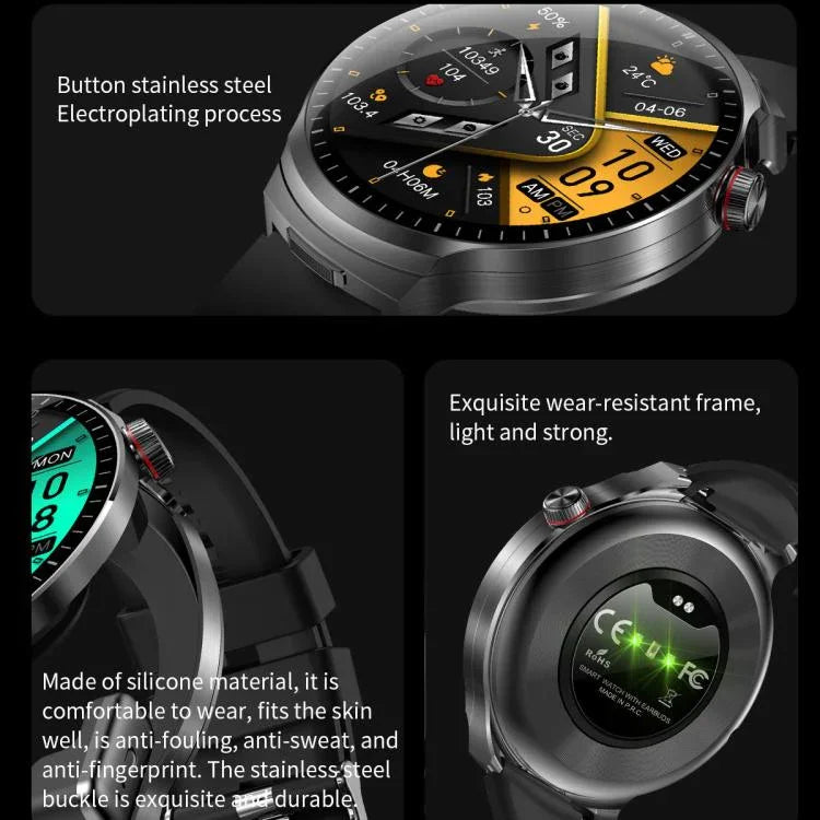 T100 Màn hình tròn 1.85 inch Tai nghe Bluetooth 2 trong 1 Đồng hồ thông minh chống nước IP67, Hỗ trợ đo oxy trong máu