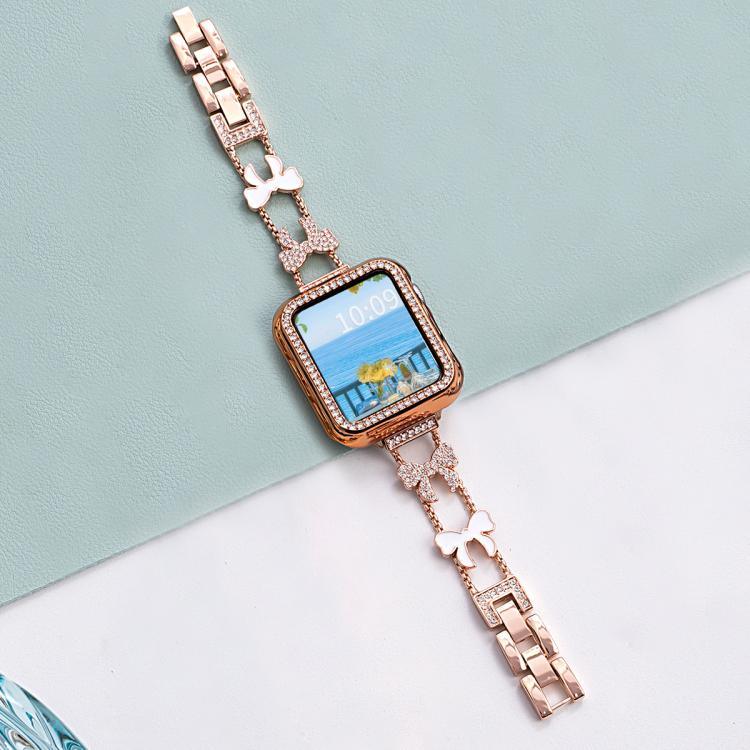 Dây đồng hồ kim loại kim cương vòng tay xDfind hình Nơ, Dành cho Apple Watch 42 / 44 / 45 / 46 / 49mm, Dành cho Apple Watch 38 / 40 / 41 / S11 42mm