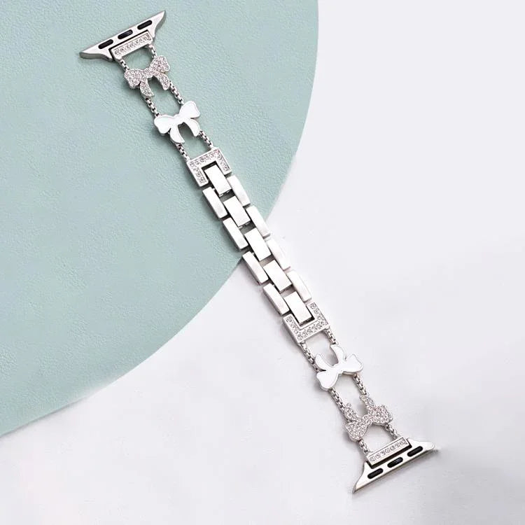 Dây đồng hồ kim loại kim cương vòng tay xDfind hình Nơ, Dành cho Apple Watch 42 / 44 / 45 / 46 / 49mm, Dành cho Apple Watch 38 / 40 / 41 / S11 42mm