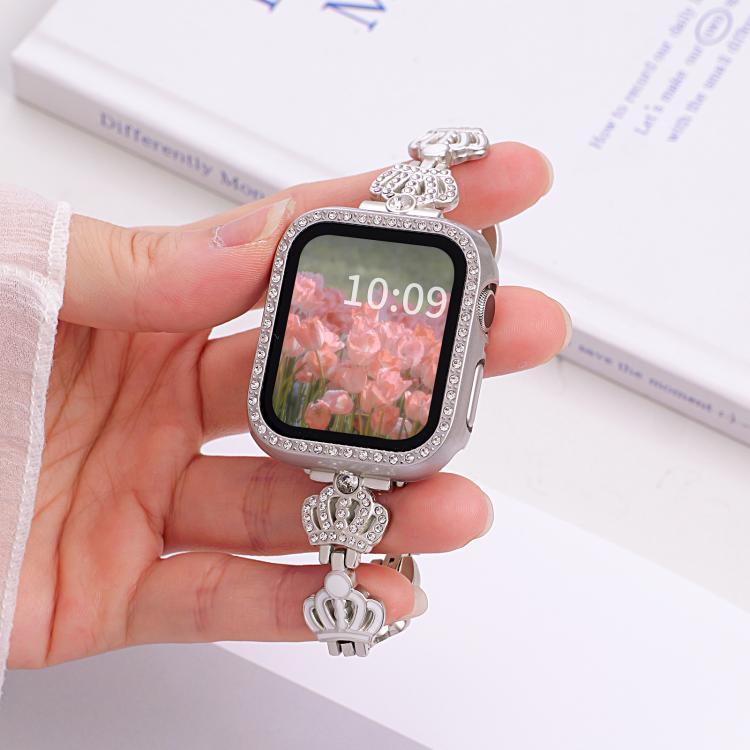 Dây đồng hồ kim loại kim cương vòng tay xDfind hình Vương miện, Dành cho Apple Watch 42 / 44 / 45 / 46 / 49mm, Dành cho Apple Watch 38 / 40 / 41 / S11 42mm