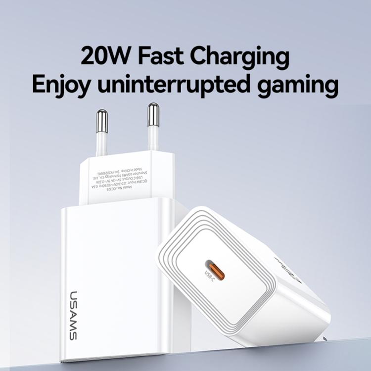 Sạc nhanh cổng đơn USB-C / Type-C PD 20W USAMS CC325 T69, CC325