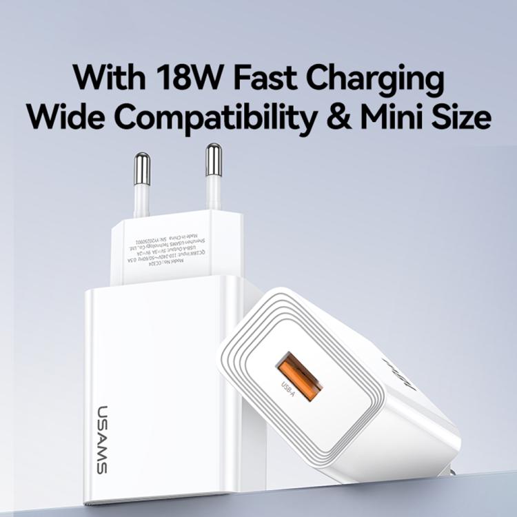 Bộ sạc nhanh cổng USB-A đơn USAMS CC324 T69 QC18W, CC324