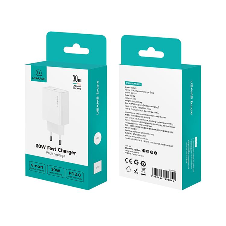Sạc nhanh cổng đơn USB-C / Type-C PD 30W USAMS CC329 T69, CC329