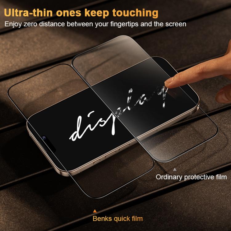 Benks King Kong Corning Hot-bend Miếng dán kính cường lực DLC dán keo toàn bộ phiên bản lắp nhanh, Dành cho iPhone 17 Pro Max, Dành cho iPhone 17 Pro