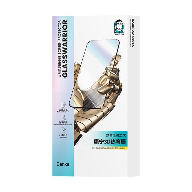 Benks King Kong Corning Hot-bend Miếng dán kính cường lực DLC dán keo toàn bộ phiên bản lắp nhanh, Dành cho iPhone 17 Pro Max, Dành cho iPhone 17 Pro