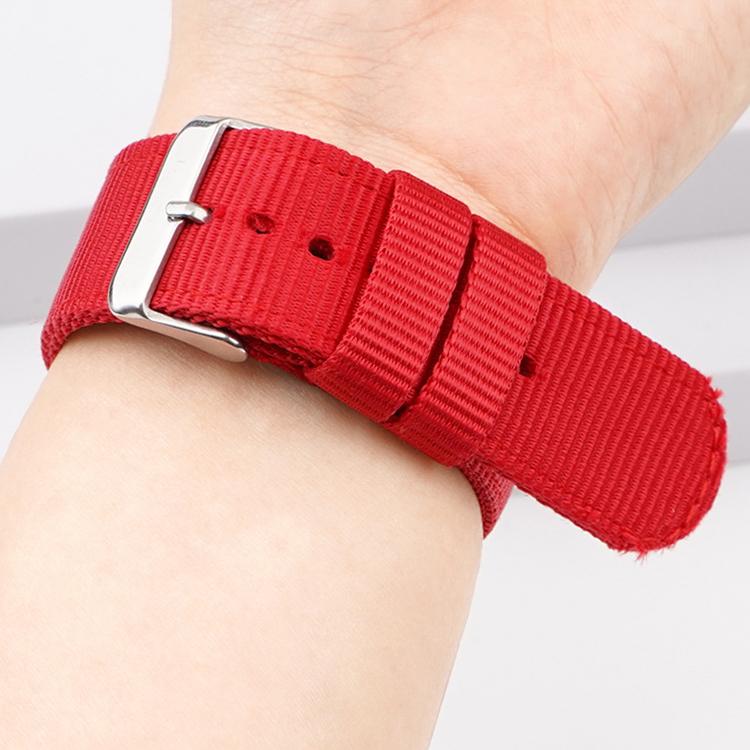 Stainless Steel Pin Buckle Solid Color Nylon Canvas Watch Band, 18mm, 20mm, 22mm