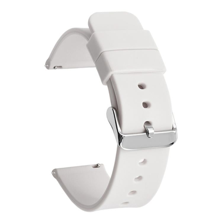 Stainless Steel Silver Pin Buckle Solid Color Silicone Waterproof Watch Band, 20mm, 21mm, 22mm