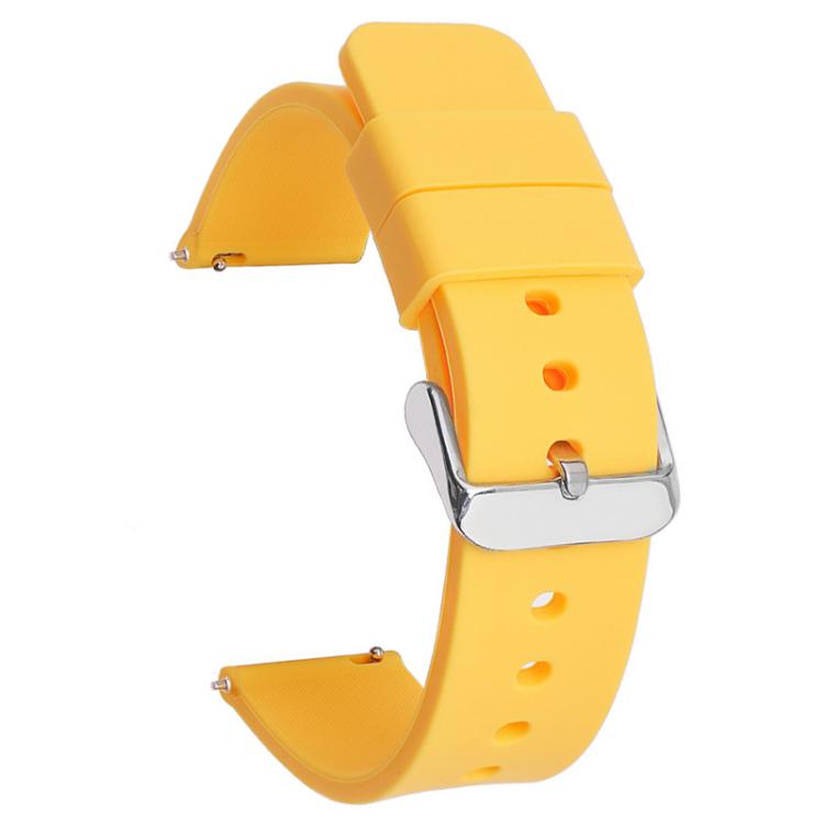Stainless Steel Silver Pin Buckle Solid Color Silicone Waterproof Watch Band, 24mm