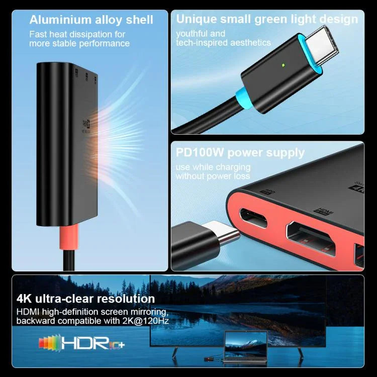 Trạm kết nối để bàn 3 trong 1 Type-C sang HDMI + USB 3.0 + Cổng sạc Type-C PD, Dành cho Nintendo Switch
