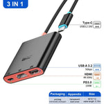 Trạm kết nối để bàn 3 trong 1 Type-C sang HDMI + USB 3.0 + Cổng sạc Type-C PD, Dành cho Nintendo Switch