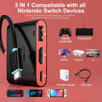 Trạm kết nối để bàn 3 trong 1 Type-C sang HDMI + USB 3.0 + Cổng sạc Type-C PD, Dành cho Nintendo Switch