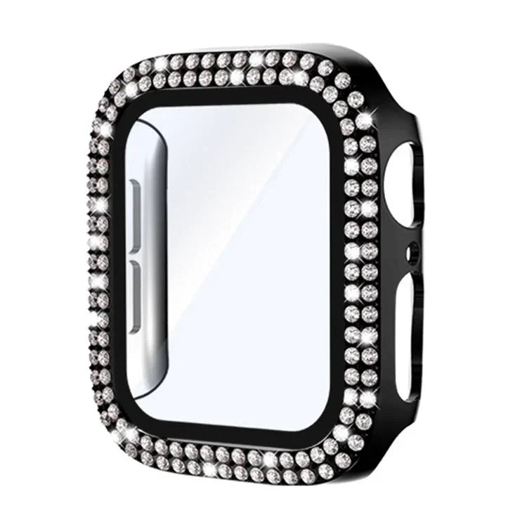 Ốp đồng hồ PC tích hợp kính cường lực kim cương hai hàng xDfind, Dành cho Apple Watch Series 9 / 8 / 7 41mm, Dành cho Apple Watch Series 3 / 2 / 1 38mm, Dành cho Apple Watch Series 3 / 2 / 1 42mm