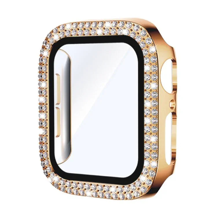 Ốp đồng hồ PC tích hợp kính cường lực kim cương hai hàng xDfind, Dành cho Apple Watch Series 9 / 8 / 7 41mm, Dành cho Apple Watch Series 3 / 2 / 1 38mm, Dành cho Apple Watch Series 3 / 2 / 1 42mm