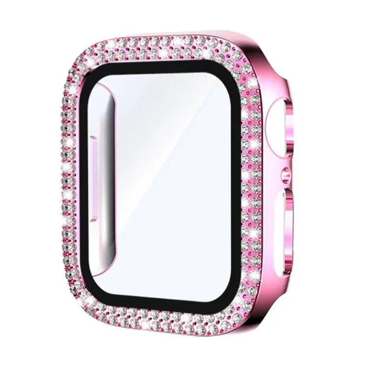Ốp đồng hồ PC tích hợp kính cường lực kim cương hai hàng xDfind, Dành cho Apple Watch Series 9 / 8 / 7 41mm, Dành cho Apple Watch Series 3 / 2 / 1 38mm, Dành cho Apple Watch Series 3 / 2 / 1 42mm