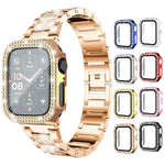 Ốp đồng hồ PC tích hợp kính cường lực kim cương hai hàng xDfind, Dành cho Apple Watch Series 9 / 8 / 7 41mm, Dành cho Apple Watch Series 3 / 2 / 1 38mm, Dành cho Apple Watch Series 3 / 2 / 1 42mm