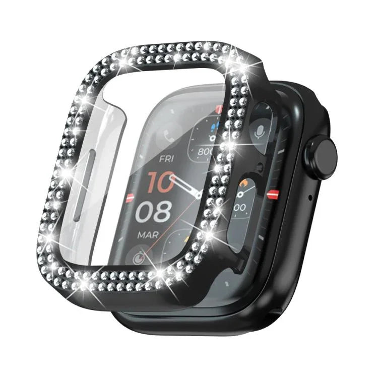 Ốp đồng hồ PC tích hợp kính cường lực kim cương hai hàng xDfind, Dành cho Apple Watch Series 6 / 5 / 4 / SE 44mm, Dành cho Apple Watch Series 6 / 5 / 4 / SE 40mm, Dành cho Apple Watch Series 11 46mm / 10 46mm, Dành cho Apple Watch Series 11 42mm / 10 42mm