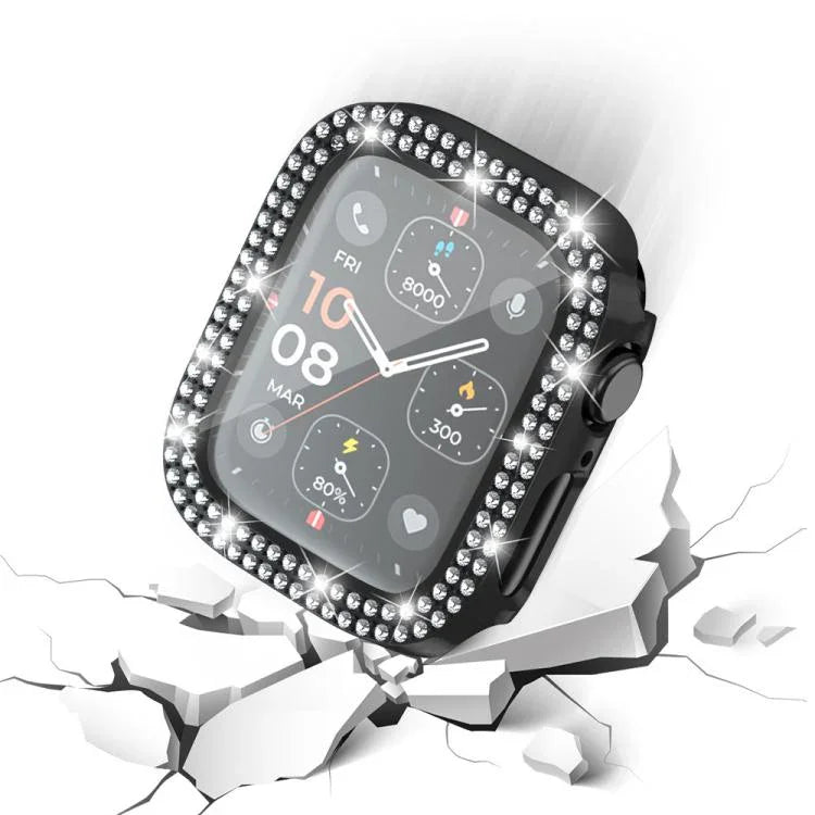Ốp đồng hồ PC tích hợp kính cường lực kim cương hai hàng xDfind, Dành cho Apple Watch Series 6 / 5 / 4 / SE 44mm, Dành cho Apple Watch Series 6 / 5 / 4 / SE 40mm, Dành cho Apple Watch Series 11 46mm / 10 46mm, Dành cho Apple Watch Series 11 42mm / 10 42mm
