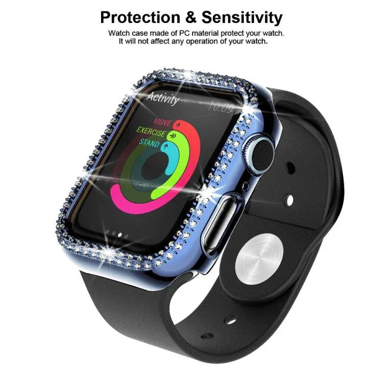 Ốp đồng hồ PC tích hợp kính cường lực kim cương hai hàng xDfind, Dành cho Apple Watch Series 6 / 5 / 4 / SE 44mm, Dành cho Apple Watch Series 6 / 5 / 4 / SE 40mm, Dành cho Apple Watch Series 11 46mm / 10 46mm, Dành cho Apple Watch Series 11 42mm / 10 42mm