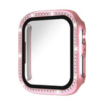 xDfind Single Row Diamond Tempered Glass Film Integrated PC Watch Case, For Apple Watch Series 9 / 8 / 7 45mm, For Apple Watch Series 9 / 8 / 7 41mm, For Apple Watch Series 3 / 2 / 1 38mm, For Apple Watch Series 3 / 2 / 1 42mm