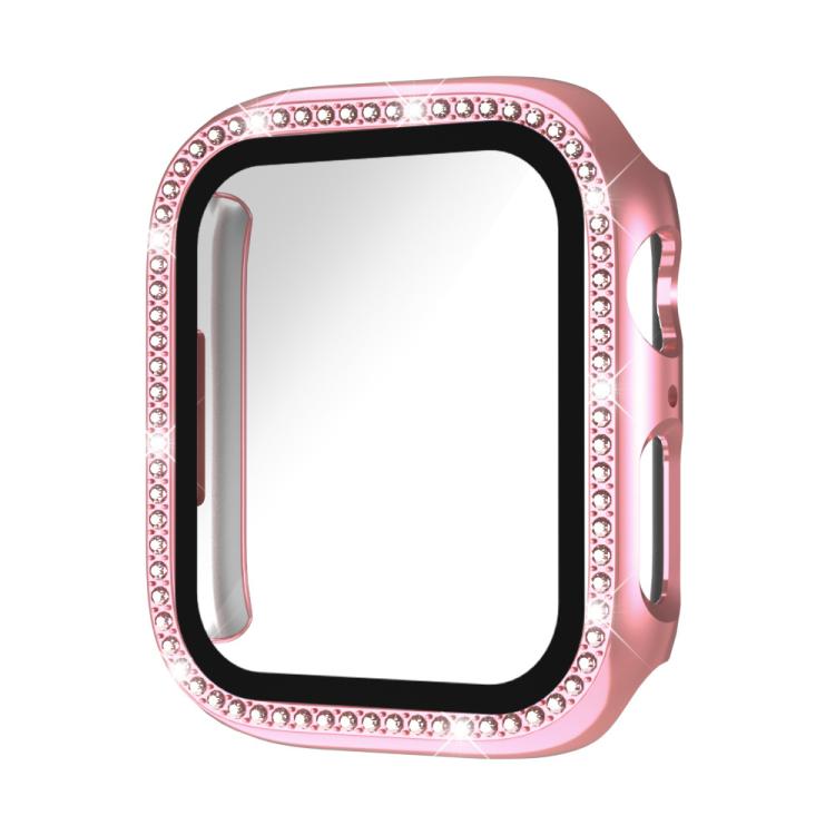 xDfind Single Row Diamond Tempered Glass Film Integrated PC Watch Case, For Apple Watch Series 9 / 8 / 7 45mm, For Apple Watch Series 9 / 8 / 7 41mm, For Apple Watch Series 3 / 2 / 1 38mm, For Apple Watch Series 3 / 2 / 1 42mm