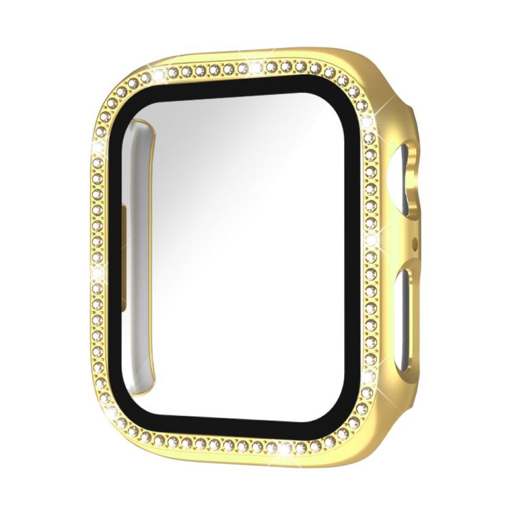 xDfind Single Row Diamond Tempered Glass Film Integrated PC Watch Case, For Apple Watch Series 9 / 8 / 7 45mm, For Apple Watch Series 9 / 8 / 7 41mm, For Apple Watch Series 3 / 2 / 1 38mm, For Apple Watch Series 3 / 2 / 1 42mm