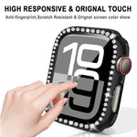 xDfind Single Row Diamond Tempered Glass Film Integrated PC Watch Case, For Apple Watch Series 9 / 8 / 7 45mm, For Apple Watch Series 9 / 8 / 7 41mm, For Apple Watch Series 3 / 2 / 1 38mm, For Apple Watch Series 3 / 2 / 1 42mm