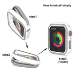 xDfind Single Row Diamond Tempered Glass Film Integrated PC Watch Case, For Apple Watch Series 9 / 8 / 7 45mm, For Apple Watch Series 9 / 8 / 7 41mm, For Apple Watch Series 3 / 2 / 1 38mm, For Apple Watch Series 3 / 2 / 1 42mm