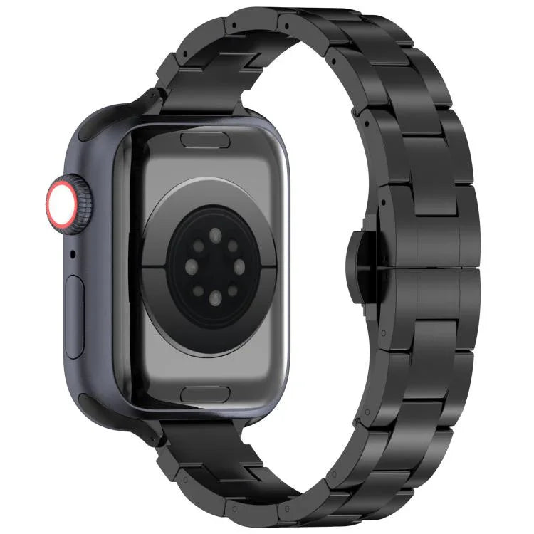 Dây đồng hồ hợp kim titan khóa bướm ba hạt eo thon, dành cho Apple Watch 46mm / 49mm / 45mm / 44mm, dành cho Apple Watch 42mm / 41mm / 40mm / 38mm