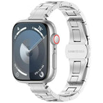 Dây đồng hồ hợp kim titan khóa bướm ba hạt eo thon, dành cho Apple Watch 46mm / 49mm / 45mm / 44mm, dành cho Apple Watch 42mm / 41mm / 40mm / 38mm
