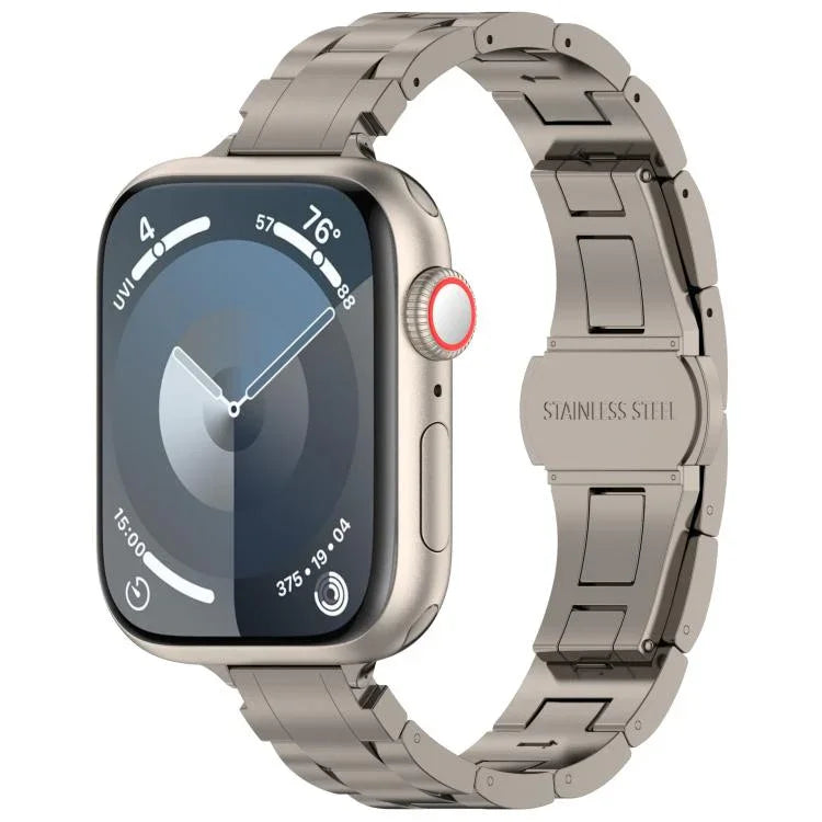 Dây đồng hồ hợp kim titan khóa bướm ba hạt eo thon, dành cho Apple Watch 46mm / 49mm / 45mm / 44mm, dành cho Apple Watch 42mm / 41mm / 40mm / 38mm