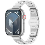 Dây đồng hồ hợp kim titan khóa bướm ba hạt eo thon, dành cho Apple Watch 46mm / 49mm / 45mm / 44mm, dành cho Apple Watch 42mm / 41mm / 40mm / 38mm