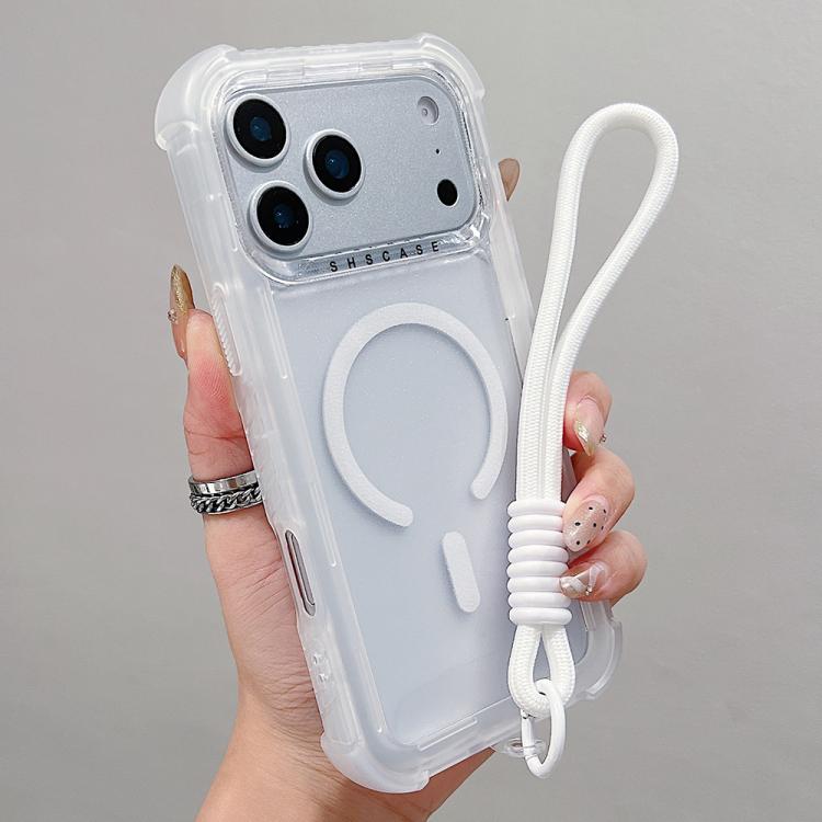 Ốp lưng điện thoại MagSafe 3-trong-1 TPU trong suốt mờ kết hợp PC có dây đeo cổ tay, dành cho iPhone 17 Pro Max, iPhone 17 Pro, iPhone 17, iPhone Air, iPhone 16 Pro Max, iPhone 16 Pro, iPhone 16 Plus, iPhone 16