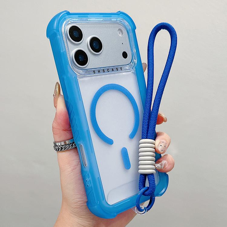 Ốp lưng điện thoại MagSafe 3-trong-1 TPU trong suốt mờ kết hợp PC có dây đeo cổ tay, dành cho iPhone 17 Pro Max, iPhone 17 Pro, iPhone 17, iPhone Air, iPhone 16 Pro Max, iPhone 16 Pro, iPhone 16 Plus, iPhone 16