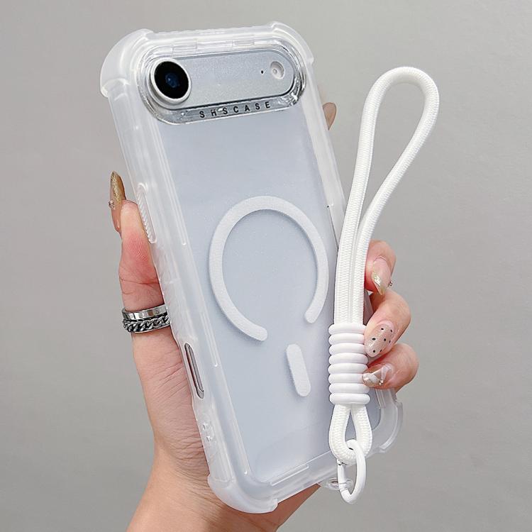 Ốp lưng điện thoại MagSafe 3-trong-1 TPU trong suốt mờ kết hợp PC có dây đeo cổ tay, dành cho iPhone 17 Pro Max, iPhone 17 Pro, iPhone 17, iPhone Air, iPhone 16 Pro Max, iPhone 16 Pro, iPhone 16 Plus, iPhone 16