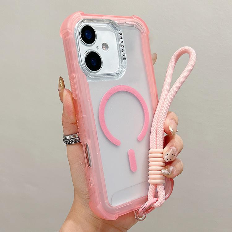 Ốp lưng điện thoại MagSafe 3-trong-1 TPU trong suốt mờ kết hợp PC có dây đeo cổ tay, dành cho iPhone 17 Pro Max, iPhone 17 Pro, iPhone 17, iPhone Air, iPhone 16 Pro Max, iPhone 16 Pro, iPhone 16 Plus, iPhone 16