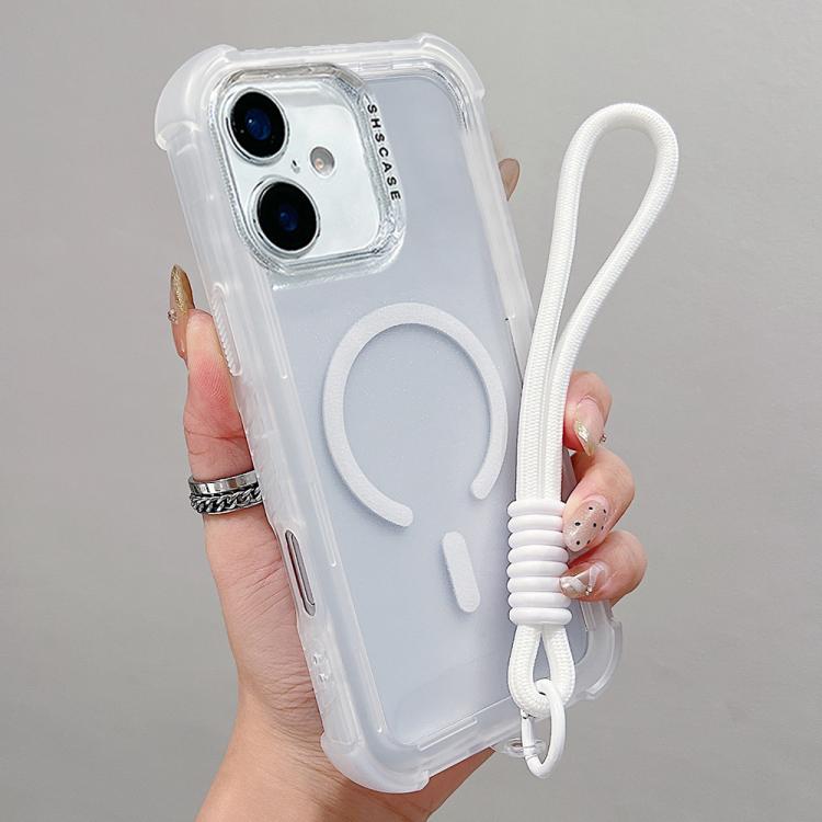 Ốp lưng điện thoại MagSafe 3-trong-1 TPU trong suốt mờ kết hợp PC có dây đeo cổ tay, dành cho iPhone 17 Pro Max, iPhone 17 Pro, iPhone 17, iPhone Air, iPhone 16 Pro Max, iPhone 16 Pro, iPhone 16 Plus, iPhone 16
