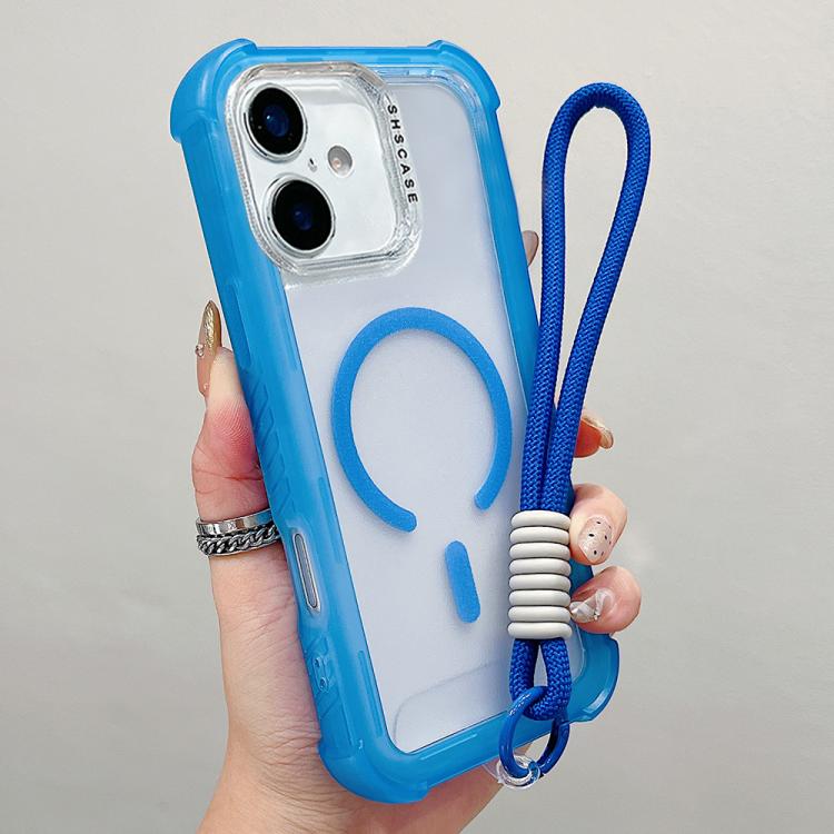 Ốp lưng điện thoại MagSafe 3-trong-1 TPU trong suốt mờ kết hợp PC có dây đeo cổ tay, dành cho iPhone 17 Pro Max, iPhone 17 Pro, iPhone 17, iPhone Air, iPhone 16 Pro Max, iPhone 16 Pro, iPhone 16 Plus, iPhone 16