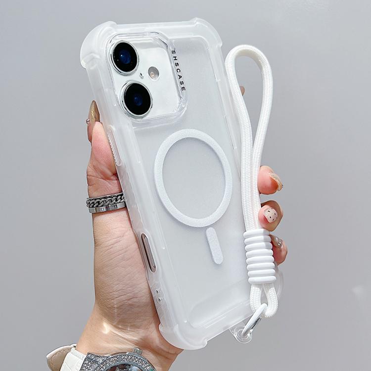 Ốp lưng điện thoại MagSafe 3-trong-1 TPU trong suốt mờ kết hợp PC có dây đeo cổ tay, dành cho iPhone 17 Pro Max, iPhone 17 Pro, iPhone 17, iPhone Air, iPhone 16 Pro Max, iPhone 16 Pro, iPhone 16 Plus, iPhone 16