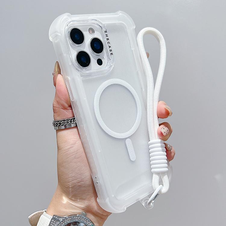Ốp lưng điện thoại trong suốt Matte TPU Hybrid PC 3-trong-1 MagSafe kèm dây đeo tay, dành cho iPhone 15 Pro Max, iPhone 15 Pro, iPhone 15 Plus, iPhone 15, iPhone 14 Plus, iPhone 14, iPhone 14 Pro, iPhone 14 Pro Max