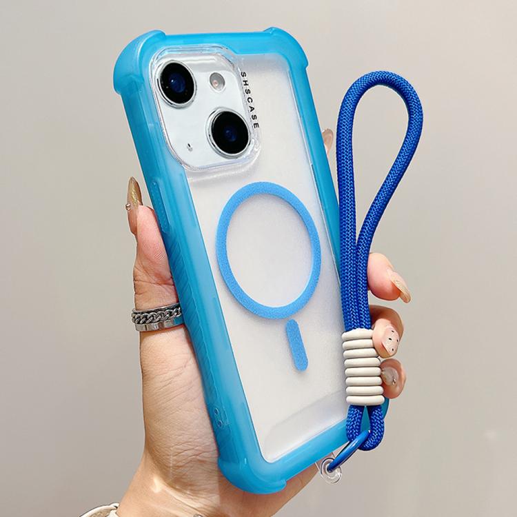 Ốp lưng điện thoại trong suốt Matte TPU Hybrid PC 3-trong-1 MagSafe kèm dây đeo tay, dành cho iPhone 15 Pro Max, iPhone 15 Pro, iPhone 15 Plus, iPhone 15, iPhone 14 Plus, iPhone 14, iPhone 14 Pro, iPhone 14 Pro Max