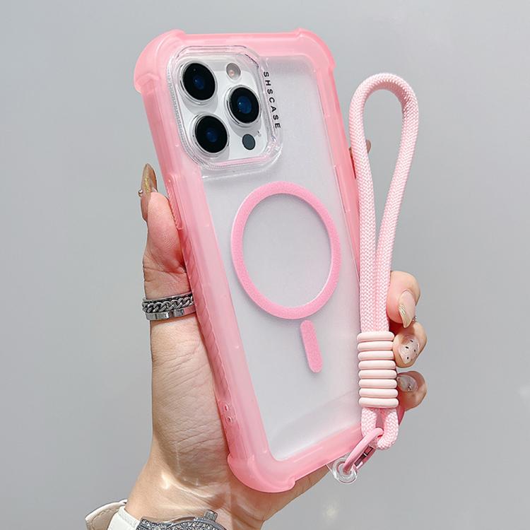 Ốp lưng điện thoại trong suốt Matte TPU Hybrid PC 3-trong-1 MagSafe kèm dây đeo tay, dành cho iPhone 15 Pro Max, iPhone 15 Pro, iPhone 15 Plus, iPhone 15, iPhone 14 Plus, iPhone 14, iPhone 14 Pro, iPhone 14 Pro Max