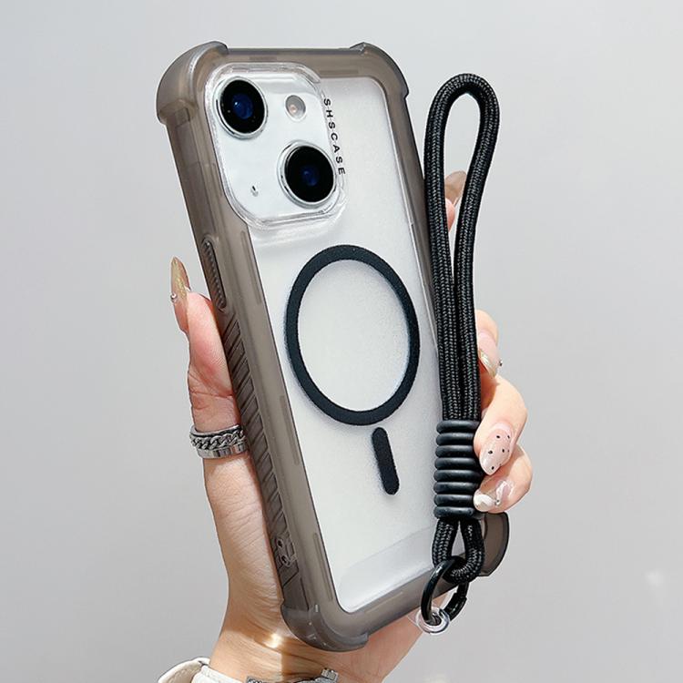 Ốp lưng điện thoại trong suốt Matte TPU Hybrid PC 3-trong-1 MagSafe kèm dây đeo tay, dành cho iPhone 15 Pro Max, iPhone 15 Pro, iPhone 15 Plus, iPhone 15, iPhone 14 Plus, iPhone 14, iPhone 14 Pro, iPhone 14 Pro Max