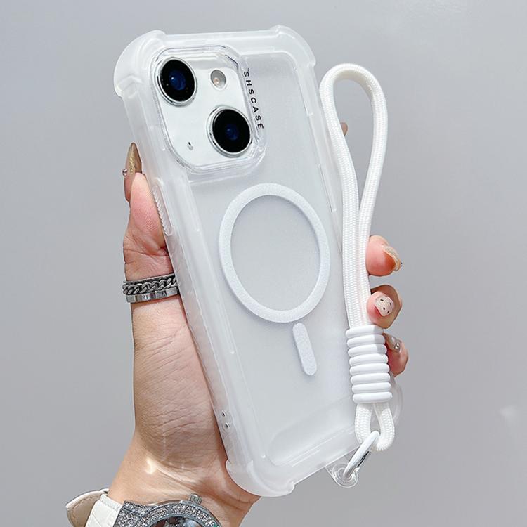 Ốp lưng điện thoại trong suốt Matte TPU Hybrid PC 3-trong-1 MagSafe kèm dây đeo tay, dành cho iPhone 15 Pro Max, iPhone 15 Pro, iPhone 15 Plus, iPhone 15, iPhone 14 Plus, iPhone 14, iPhone 14 Pro, iPhone 14 Pro Max
