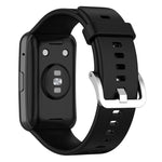 xDfind Solid Color Silver Steel Buckle Silicone Watch Band, For Huawei Watch Fit New