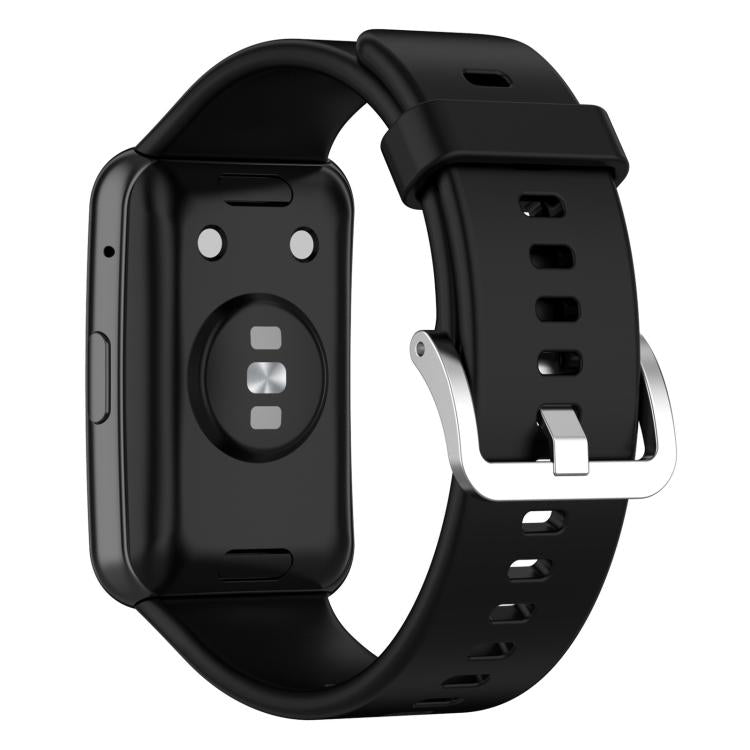 xDfind Solid Color Silver Steel Buckle Silicone Watch Band, For Huawei Watch Fit New