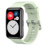 xDfind Solid Color Silver Steel Buckle Silicone Watch Band, For Huawei Watch Fit New