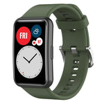xDfind Solid Color Silver Steel Buckle Silicone Watch Band, For Huawei Watch Fit New