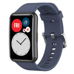 xDfind Solid Color Silver Steel Buckle Silicone Watch Band, For Huawei Watch Fit New