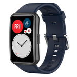 xDfind Solid Color Silver Steel Buckle Silicone Watch Band, For Huawei Watch Fit New