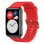 xDfind Solid Color Silver Steel Buckle Silicone Watch Band, For Huawei Watch Fit New